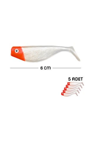 Silikon Balık Yem - Dft - 6cm - Kırmızı/beyaz 141-3017 - 5'li Paket