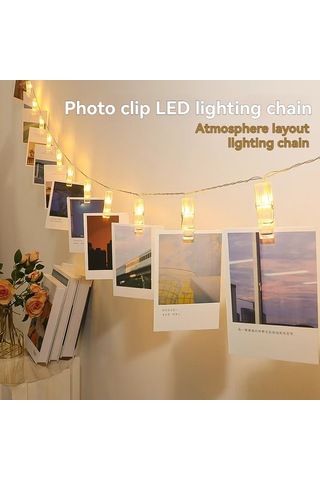 Monyee 50 Tıklama Klipsli 10m 100 Led Bakır Tel Işık Zinciri, Usb Beslemeli Sıcak Beyaz, Noel Dekorasyonu, Fotoğraf Tutucu, Taşınabilir Sürekli Aydınlatma Beyaz