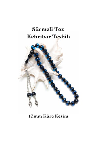 Sürmeli - Toz Kehribar Tesbih - 10 Mm Küre Kesim