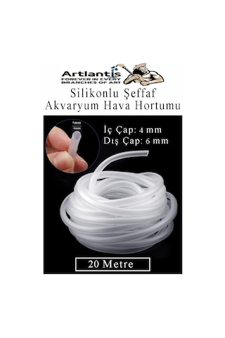 Silikonlu Şeffaf Akvaryum Hava Hortumu 20 Metre İç Çap 4mm Dış Çap 6mm Deney Fıskiye Kauçuk Hortum Yağ Hava Po