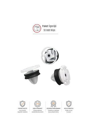 Renault Clio 3-4 Megane 2-3-4 Fluence Symbol Uyumlu Kapı Döşeme Klipsi 50 Adet