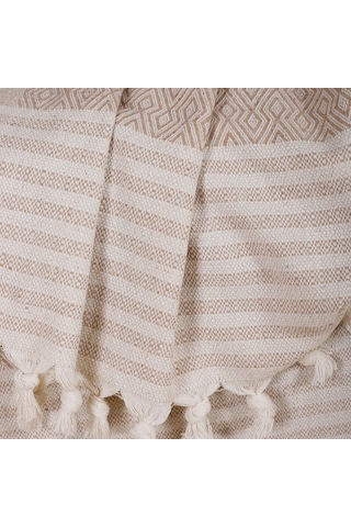 Buldan İşi Kolları Örten Pamuklu Tekli Koltuk Berjer Örtüsü 180x150 Cm Pamuk Dokuma Vizon Vizon