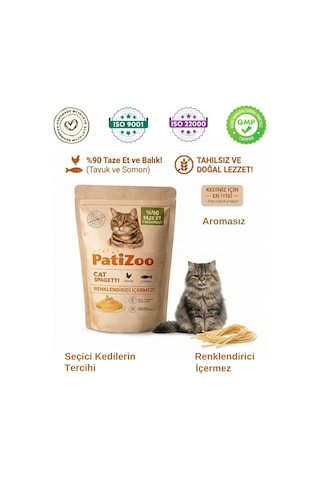 Patizoo Premium Kedi Spagetti Ödül Maması Yumuşak & Lezzetli Eğitim Ödülü 12 Adet