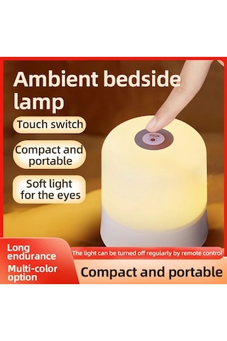 Boatshop1 Modern Dokunmatik Kontrollu 16 Renk Led Komodin Lambasi Uzaktan Kumandali 3 Mod Usb Sarj Edilebilir Pil Yatak Oturma Odasi Ve Kamp Icin Ahşap