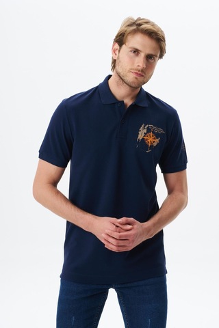 AR-MA Arma Erkek Regular Fit Baskılı % 100 Pamuk Pike Polo Yaka Tişört Y29374356202 Lacivert