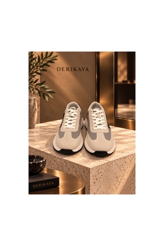 Derikaya Erkek Bağcıklı Kontrast Tabanlı Günlük Sneaker Bej