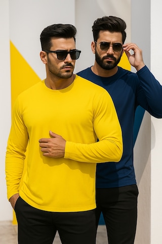Rich Erkek Sarı-lacivert 2'li Paket Basic Uzun Kollu Body Sarı-lacivert