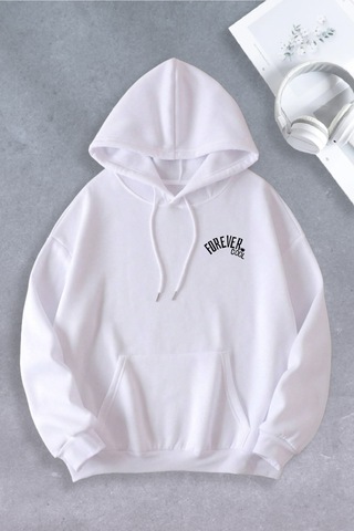 Nevermind Unisex Kadın Erkek Forever Cool Oversize Sweatshirt 2 İ Beyaz