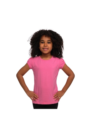 Lovetti Şeker Pembe Kız Çocuk Kısa Kollu Basıc Tişört Pembe
