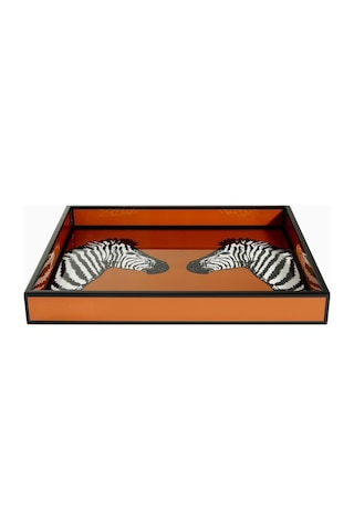 Jonathan Adler Zebra Lake Dekoratif Servis Ve Sunum Tepsisi, Kahverengi