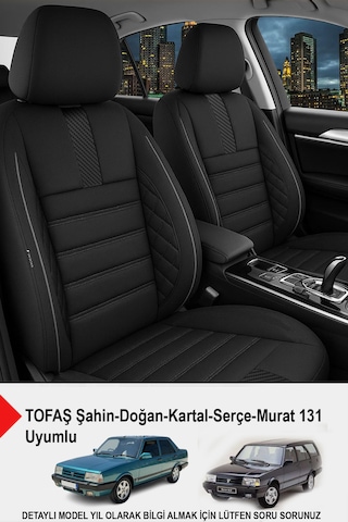 Oniks Serisi Tay Tüyü Kumaş Oto Koltuk Kılıfı Tofaş Kartal-şahin-doğan-serçe-tempra İle Uyumlu Siyah