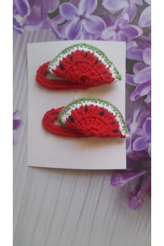 Anomoneshop Örgü Toka Karpuzlu Saç Aksesuarı