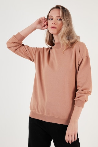 Lela Pamuklu Dik Yaka Basic Örme Bayan Sweat 5863323 Bisküvi