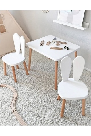 Bee Smart Ms-11 Beyaz Naturel Masa Sandalye Seti 1 Masa 2 Sanda BEESMART.010 Diğer
