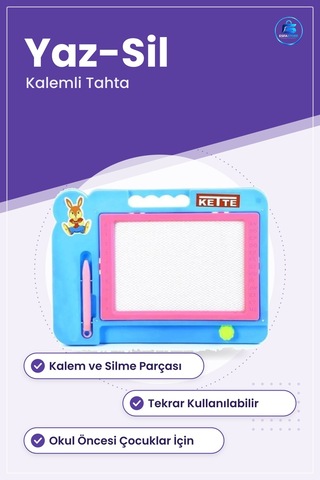 Küçük Yazı Tahtası Yaz Sil Çocuk Çizim Panosu Kalemli Taşınabilir Çok Renkli