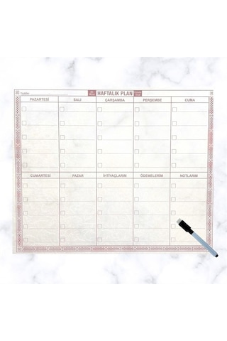 Şeffaf Kendiliğinden Yapışkanlı Kalemli Haftalık Planlayıcı 40cm-50cm 5639 0