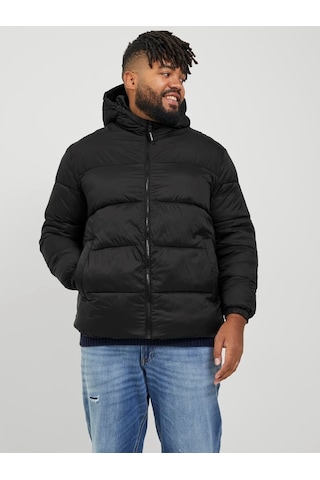 Jack & Jones Jack&Jones Kapüşonlu Büyük Beden Siyah Erkek Mont 12243520 Siyah