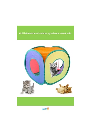 Renkli Dayanıklı Kedi Oyun Tüneli Asılı Oyuncak Top İle Eğlenceli Saklanma Alanı