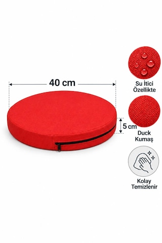 Kreş Minderi Anaokulu Aktivite Minderi, Bahçe, Dekor, Sandalye Minderi 40x40x 5 Cm Yuvarlak Minder 1 Adet Kırmızı