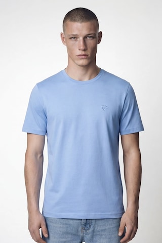 Giotelli Erkek Mavi Dar Kesim Slim Fit %100 Pamuk Bisiklet Yaka Tişört
