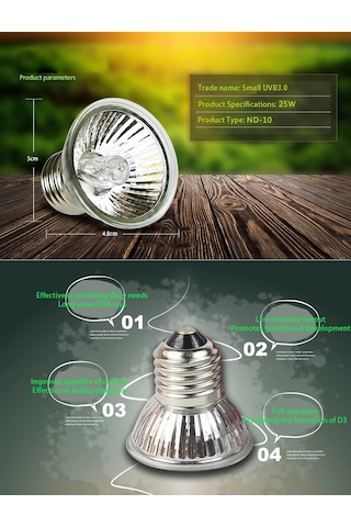 Lichen Sürüngen Isıtma Lambası, 25w E27 Uva+uvb Isıtma Lambası