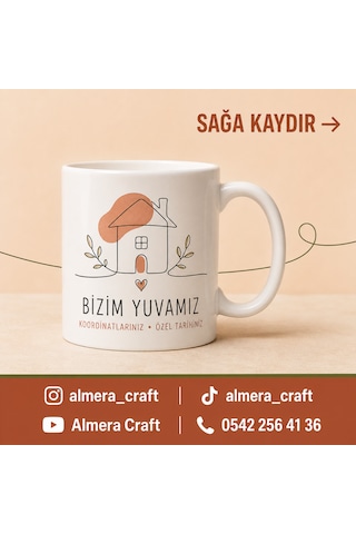Kişiye Özel Ev Koordinatlı Kupa Yeni Ev Ve Çift Hediyesi Beyaz