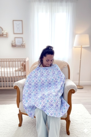 Shell %100 Pamuk 2 Katlı Müslin Balenli Baskılı Emzirme Önlüğü - Ztshell