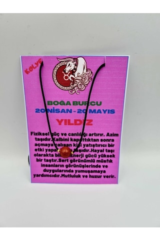 Sertifikalı Boğa Burcu Yıldız Taşı Doğal Taş Kolye Çok REnkli