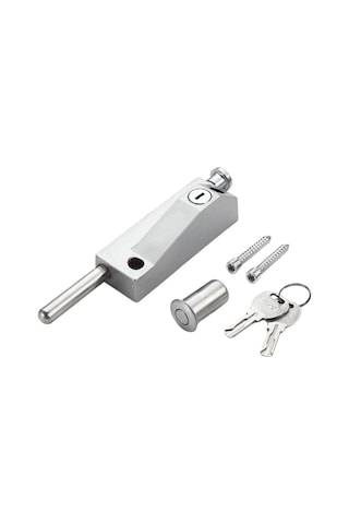 Suntek Kapı Mandalı Kilidi 2 Anahtar Su Geçirmez Gümüş