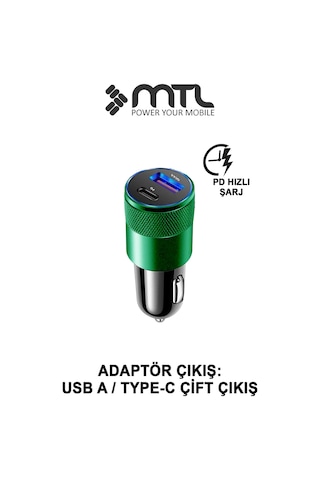 Araç Şarj Aleti Çakmaklık 38w Lightning Type-c + Usb Çift Portlu - Qualcomm Qc 4.0 Desteği Mt-a1834