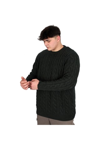 Mode Xl Büyük Beden Erkek Kazak Bisiklet Yaka Braıded 24211 Haki Haki