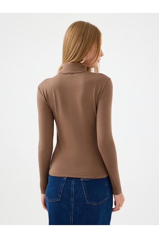Slim Fit Kadın Bluz U.kol Kahverengi