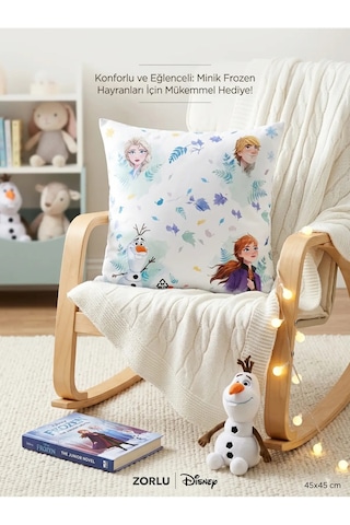 Zorluteks Zorlu Disney Frozen Karlar Ülkesi Lisanslı Dekoratif Kırlent / Yastık Buz Mavi