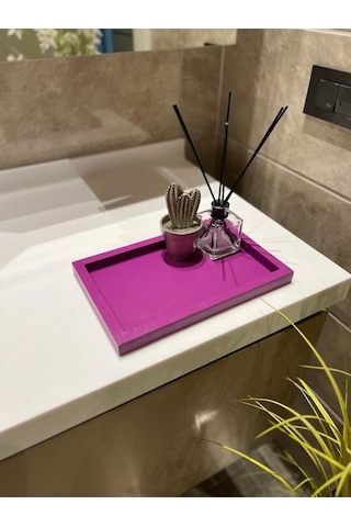 Hazeran Moru Mini Dikdörtgen Rengi Model Dekorasyon Düzenleyici Ahşap Tepsi 29x19 Cm