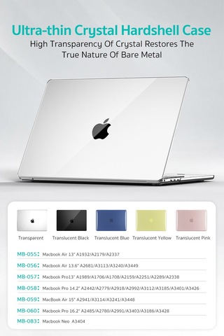 MacBook Neo A3404 Uyumlu Ultra İnce Kristal Sert Kılıf Hardcase Şeffaf