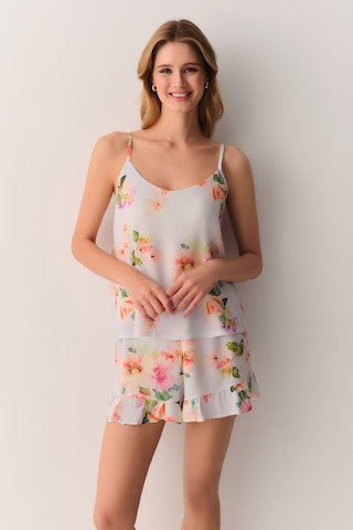 Suwen Flora Atlet Şort Pijama Takımı Sh26519667956 Mavi