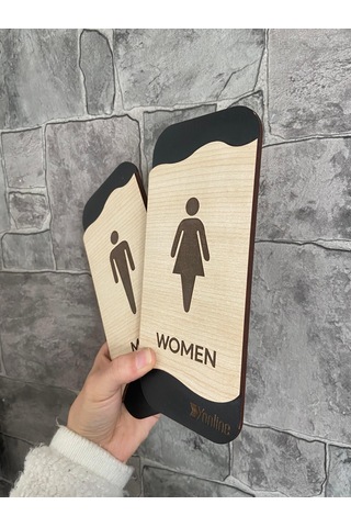 Meşe Serisi Mdf Kadın Wc Ve Erkek Wc Set