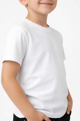 Parti Selesi Unisexs Çocuk Düz Kısa Kollu T-shirt Beyaz