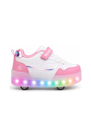 Glow Kız Erkek Çocuk Patenli, Işıklı Rahat Spor Ayakkabı & Sneaker 4 Teker Kaykay Ayakkabı Pembe