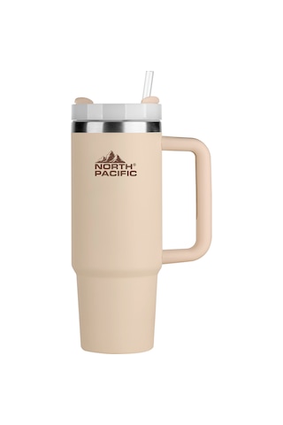 Kulplu Pipetli Termos - 900 Ml Bej