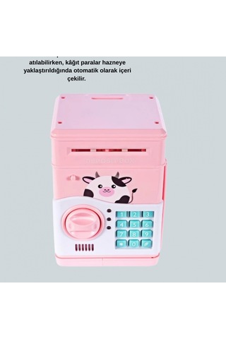 Pembe Atm Kumbara Şifreli, Işıklı Ve Sesli Elektronik Çocuk Kumbarası