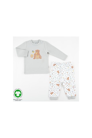 Mother Love %100 Organik Bebek Pijama Takımı 3 - 36 Ay Gri