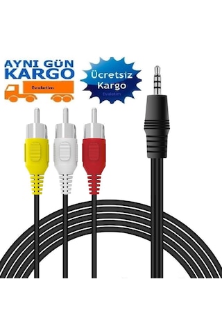 4824 3.5 Mm Stereo To 3 Rca Dişi Tos Çevirici Dönüştürücü Ses Kablosu With Rca Cable