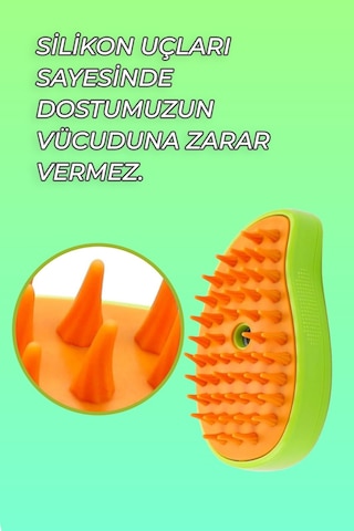 Novashıp Buharlı Kedi Köpek Tarağı Kedi Yıkama Fırçası Köpek Tarağı Sarı & Yeşil