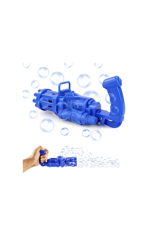 Mavi Çoklu Köpük Atan Köpük Tabancası Blue Bubbles Gun Bandırmalı Pilli Baloncuk Tabancası 20x7 Cm