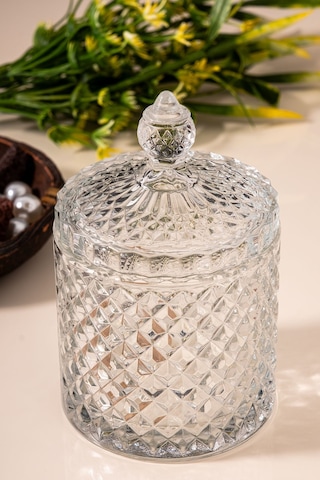 Çarşıdayız Lila Cam Kapaklı Şekerlik - Zarif Ve Şık Tasarımlı Şeker Saklama Kabı Şeffaf