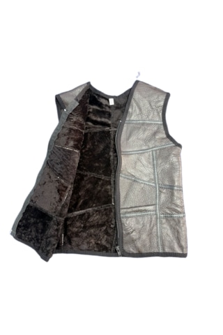 Ln Leather Özel Üretim Patchwork -süet Gerçek Deri Çocuk Yelek 2-3 Yaş Kahve