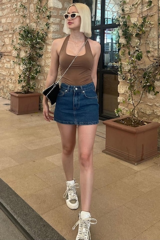 Madmext Koyu Mavi Mini Jean Etek Mg2099 Koyu Mavi