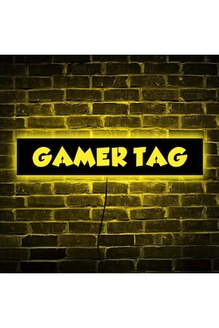 Willowhaven 1 Adet Özelleştirilebilir Oyuncu Adı Usb Led Renk Değiştiren Gece Lambası Font 14 11.81inch X 2.36inch Duvar Lambası Oyun Odası Hediyesi Ahşap