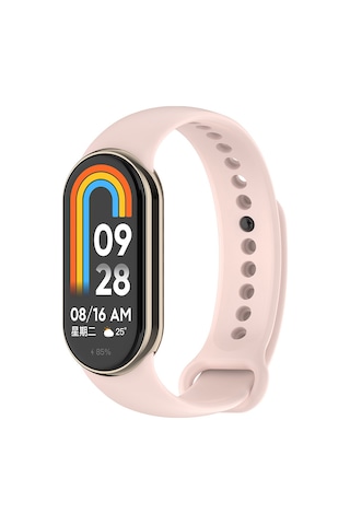 Xiaomi Mi Band 8 Serisi Klasik Kordon Silikon Strap Kayış-kum Pembe